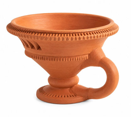 Handcrafted Terracotta Dhoop Burner with Handle | Traditional Loban Dani Incense Holder