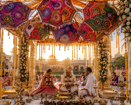 Wedding Decorative Indian Embroidery Umbrellas India Parasol for Decoration