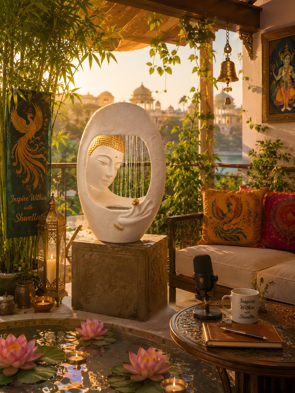 Indoor Buddha Water Fountain: Zen Home Decor Showpiece