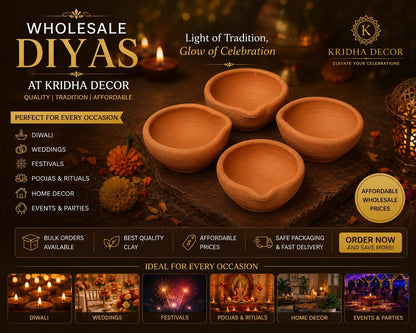 Bulk Handmade Clay Diyas, Indian Diwali Oil Lamps, Wedding Favors, Traditional Earthen Lamps(200 Pcs)