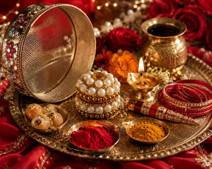 Handmade Pearl Sindoor Box | Indian Wedding Return Gift, Ring, Earring Holder