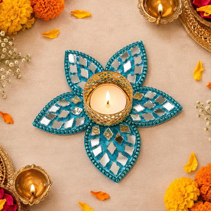 Handmade Diwali Candle Holder: Kundan Stone Indian Decor