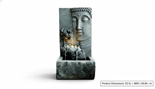 Resin Buddha water fountain with built-in LED light and pump