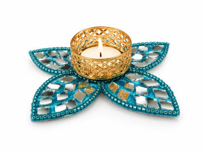 Handmade Diwali Candle Holder: Kundan Stone Indian Decor