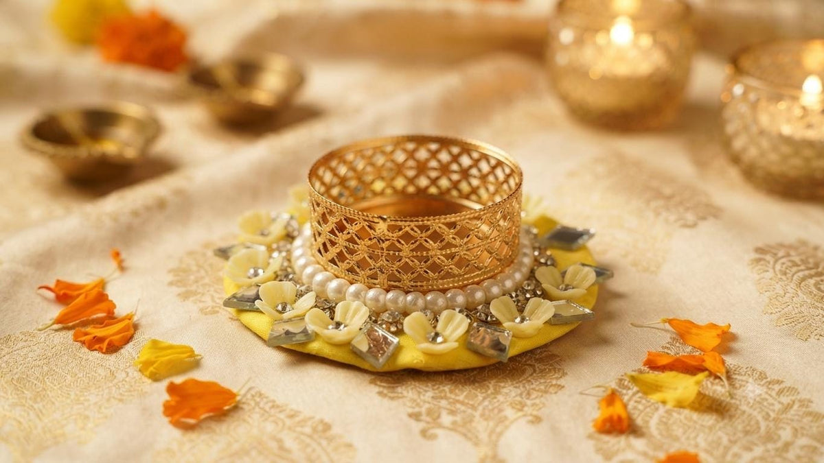 Mirror & Bead Diwali Diya Tea Light Holder: Indian Pooja Decoration