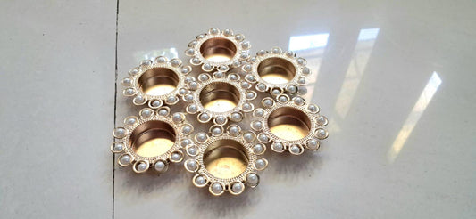 Pearl Metal Diwali Diya (7x2 cm) - Indian Wedding Favor, Pooja Gift - 20 Pack