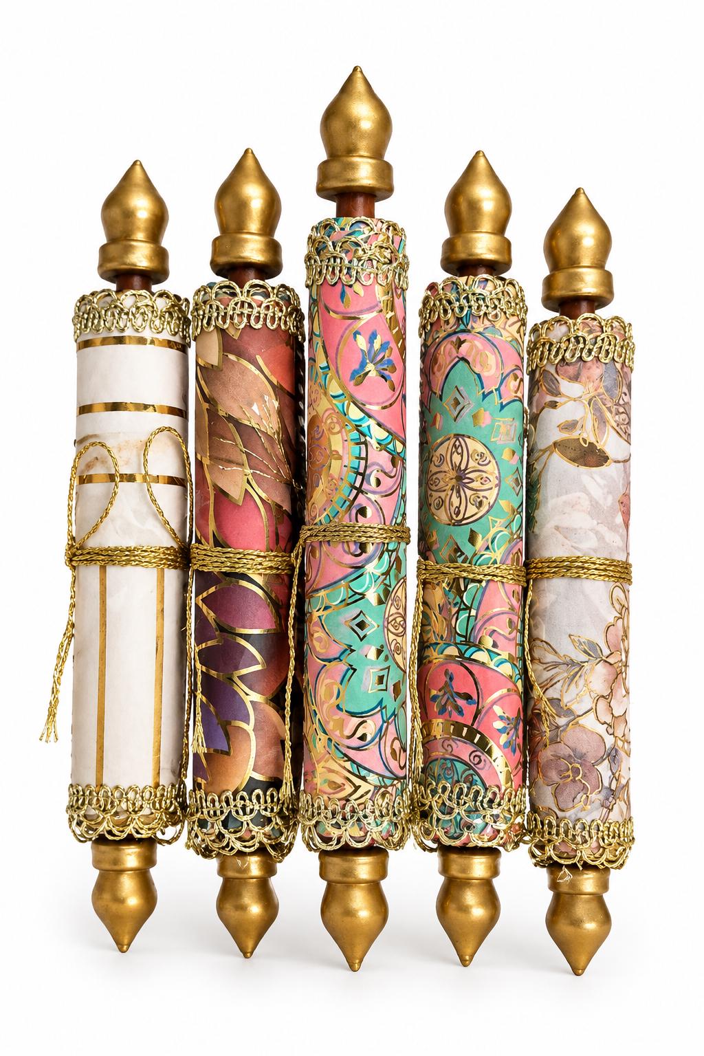 Handmade Scroll Style Shagun Envelopes, Indian Wedding Cash Gift Holders (Set of 5)