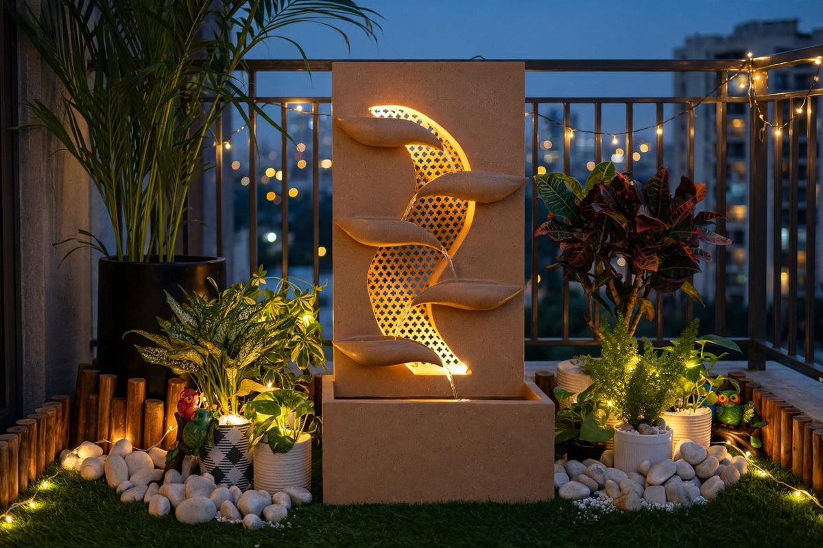 Cascading Water Fountain with Built-In Reservoir
