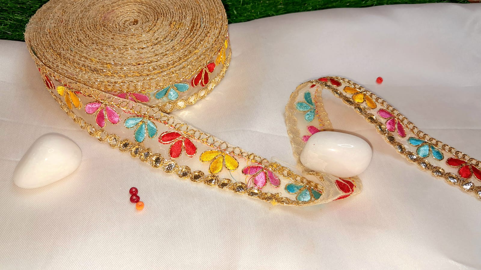 Lace Fabric by Yard, Haberdashery Trim, Beaded Appliques - KRIDHA DECOR