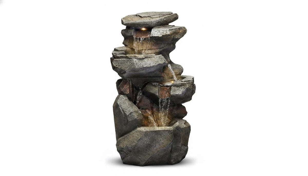 Large Indoor Outdoor Patio Garden Water Fountain : Poly Resin Rock Waterfall Feature - KRIDHA DECOR