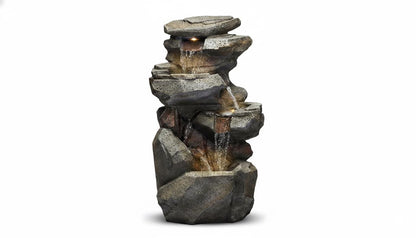 Large Indoor Outdoor Patio Garden Water Fountain : Poly Resin Rock Waterfall Feature - KRIDHA DECOR