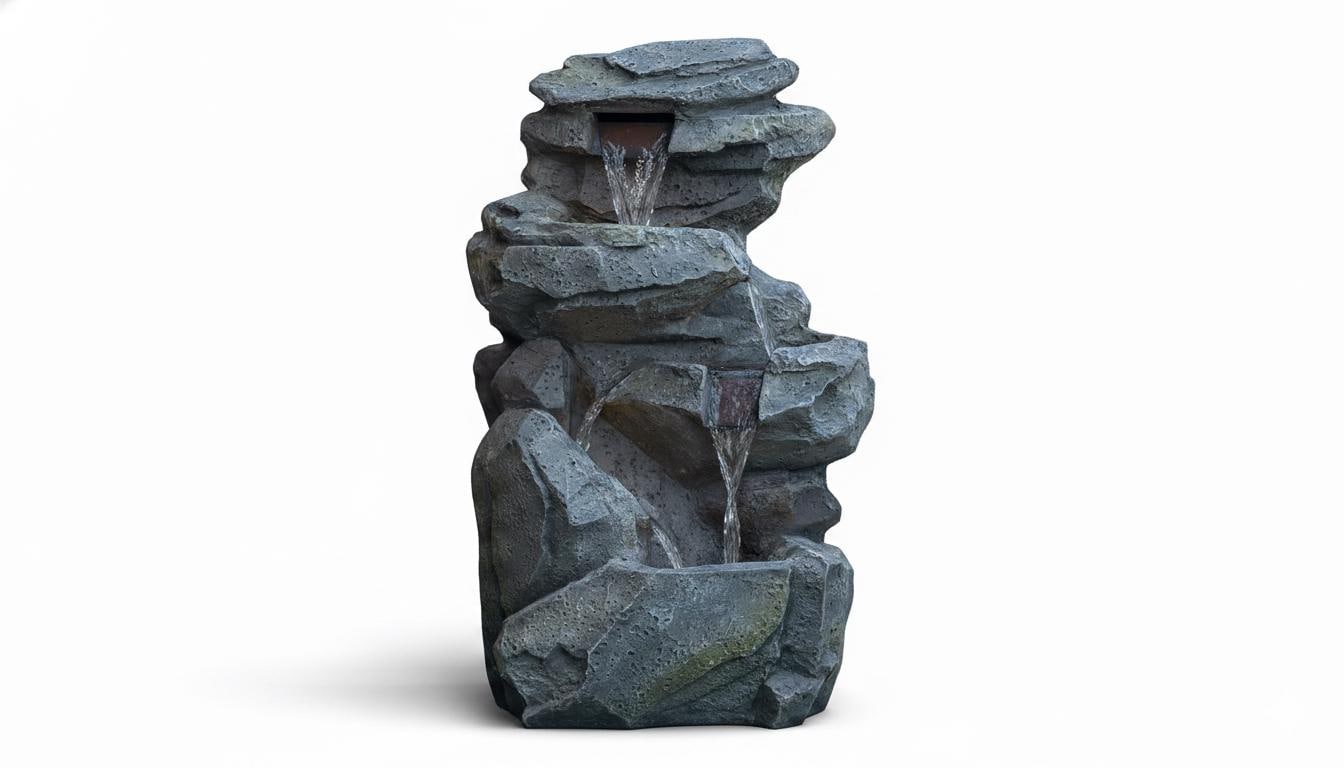 Large Indoor Outdoor Patio Garden Water Fountain : Poly Resin Rock Waterfall Feature - KRIDHA DECOR