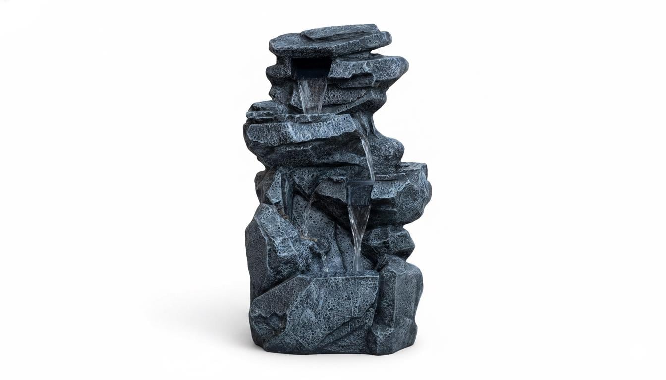 Large Indoor Outdoor Patio Garden Water Fountain : Poly Resin Rock Waterfall Feature - KRIDHA DECOR