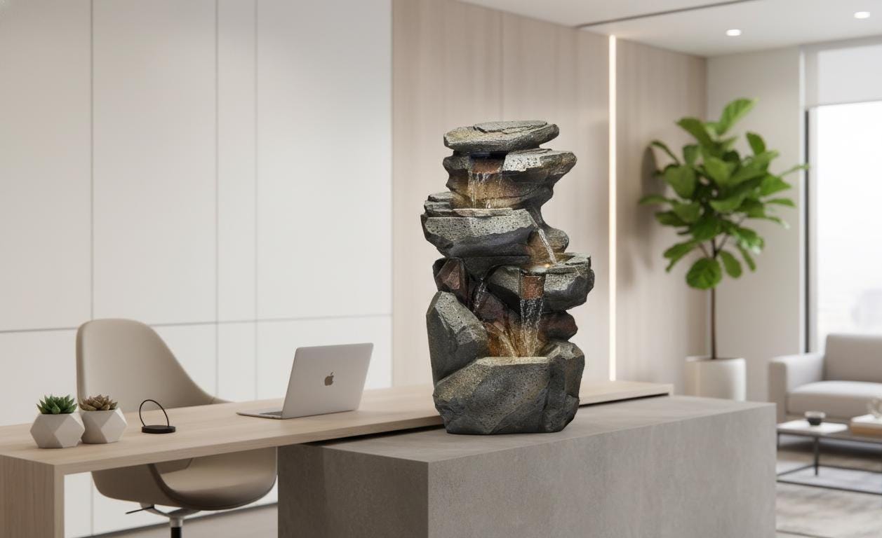 Large Indoor Outdoor Patio Garden Water Fountain : Poly Resin Rock Waterfall Feature - KRIDHA DECOR