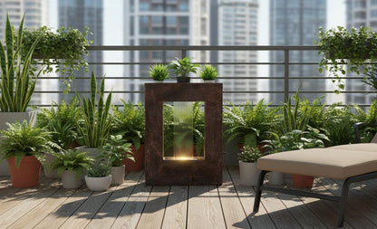 LED Indoor Water Fountain, Compact Polyresin Home Office Decor - KRIDHA DECOR