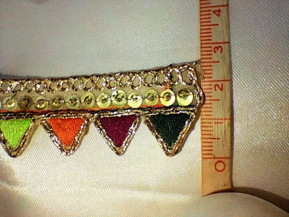 Multicolour Border Lace & Appliques – Beaded Trim by 1 Yard - KRIDHA DECOR