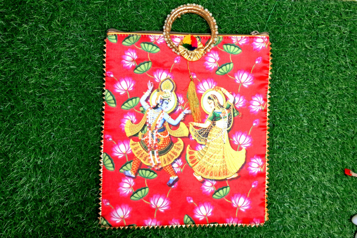 Handcrafted Radha Krishna Pooja or Wedding Return Bag | Ethnic Gift for Wedding Ceremonies & Festivals