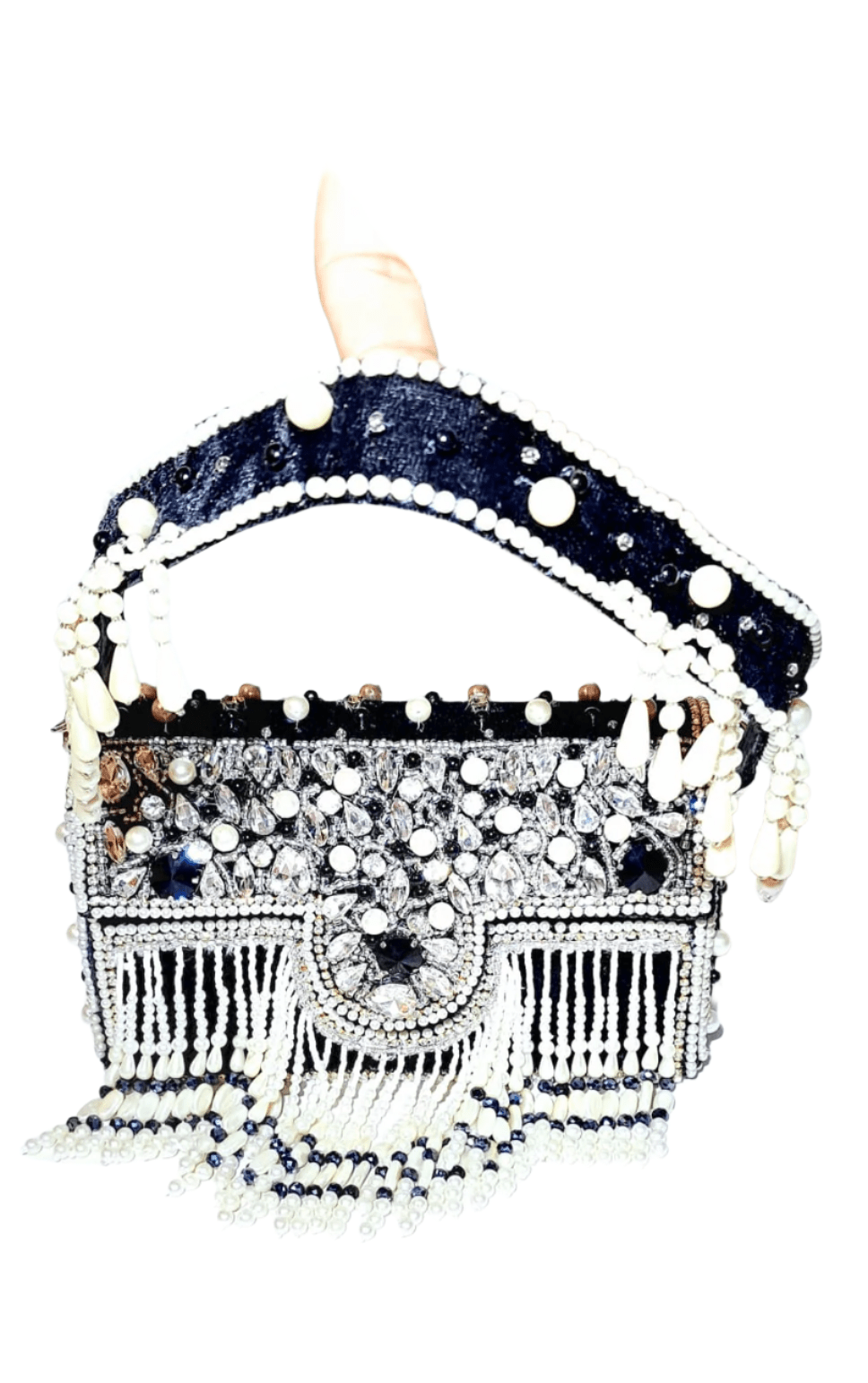 Pearl & Stones Luxury Clutch, Heavy Party Clutch Wedding Gift for Her Wedding Batwa Potli Bag Zari Purse Wedding Gift - KRIDHA DECOR