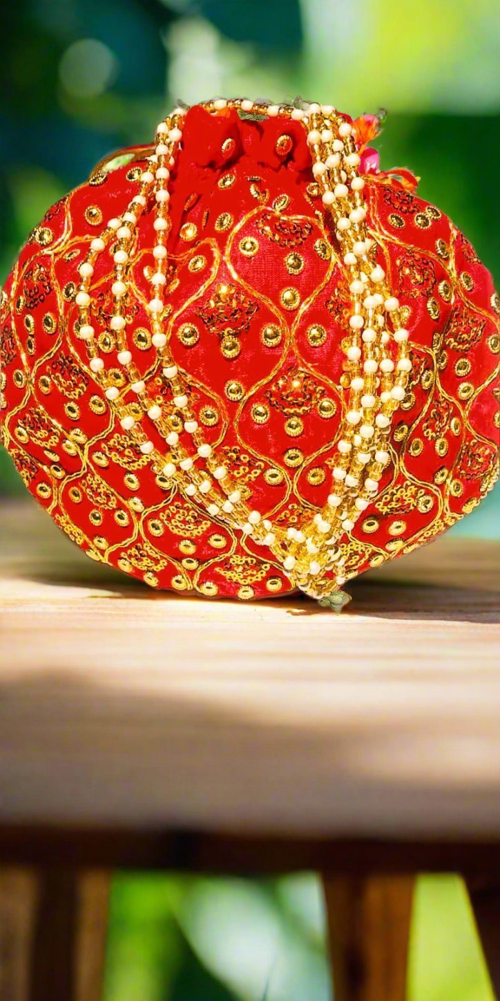 Potli Bag Hand Clutch gifts for bride wedding Ethnic Pouch Bead pearl - KRIDHA DECOR