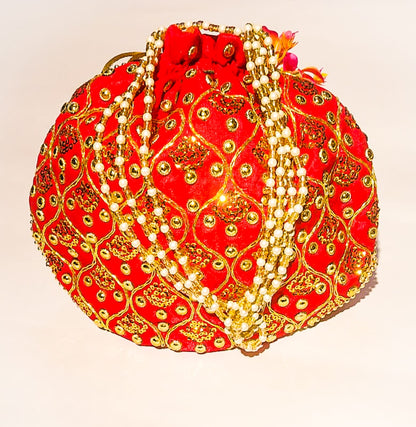 Potli Bag Hand Clutch gifts for bride wedding Ethnic Pouch Bead pearl - KRIDHA DECOR