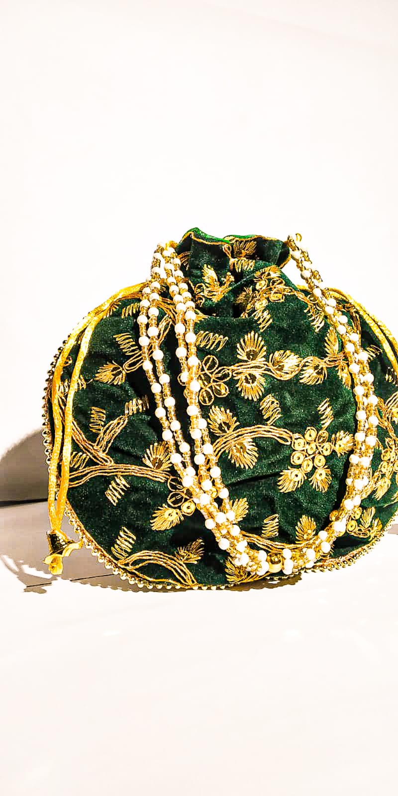 Potli Bag Silk Zari Embroidered Hand Clutch H*L (cm) : 23x24 ) - KRIDHA DECOR