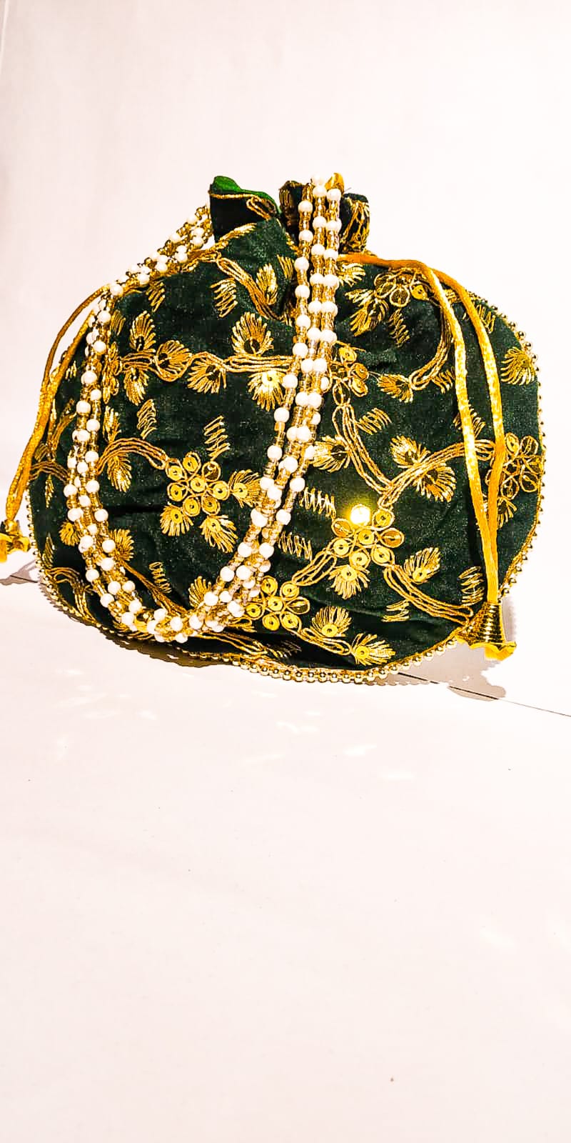 Potli Bag Silk Zari Embroidered Hand Clutch H*L (cm) : 23x24 ) - KRIDHA DECOR