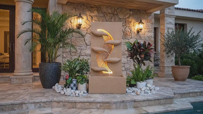 Cascading Water Fountain with Built-In Reservoir