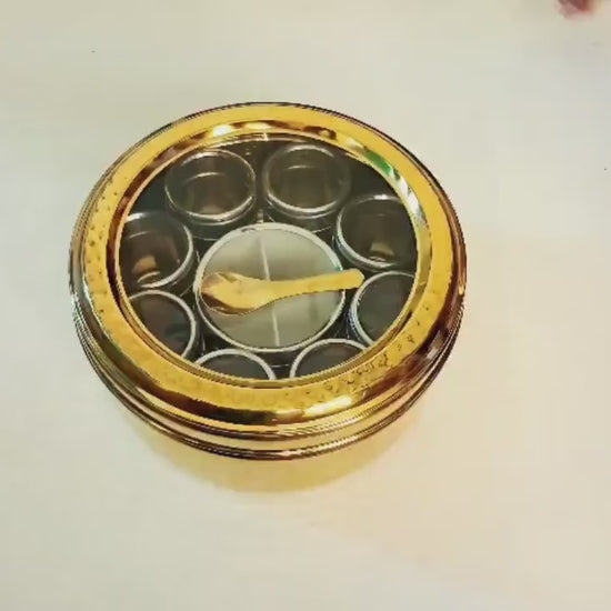 Stainless Steel Masala Dabba: 12-Compartment Indian Spice Box with Lid