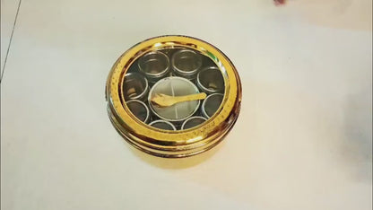 Stainless Steel Masala Dabba: 12-Compartment Indian Spice Box with Lid