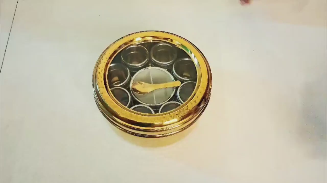 Stainless Steel Masala Dabba: 12-Compartment Indian Spice Box with Lid