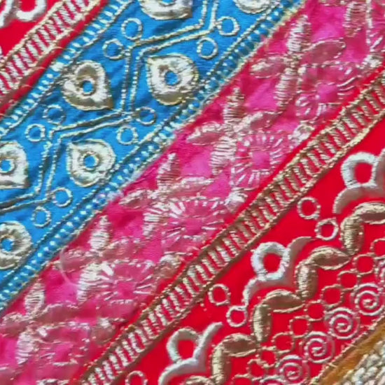 Indian Tapestry wall hanging Embroidered Table Runner: Vintage Patchwork , Boho Decor (60 X20 IN)
