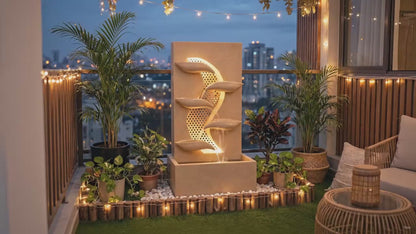 Cascading Water Fountain with Built-In Reservoir