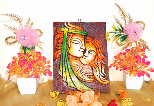 Radha Krishna Terracotta Clay Wall Hanging - KRIDHA DECOR