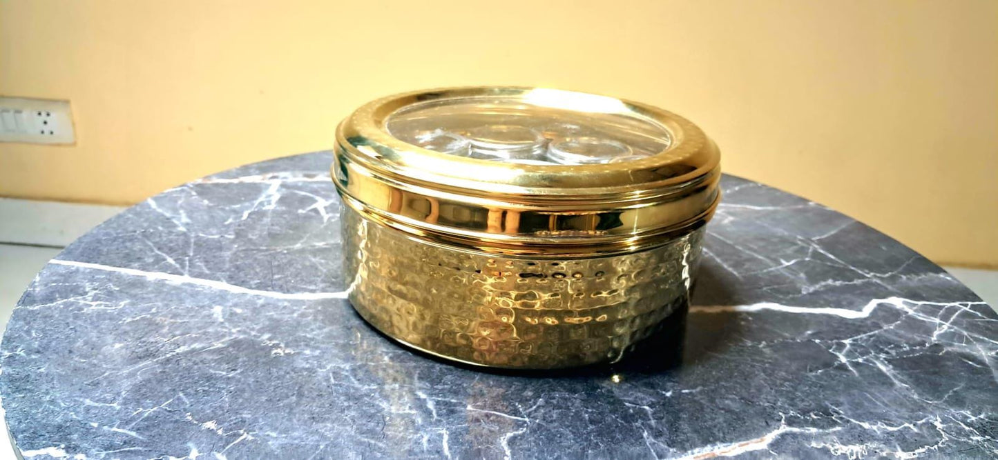 Stainless Steel Masala Dabba: 12-Compartment Indian Spice Box with Lid - KRIDHA DECOR