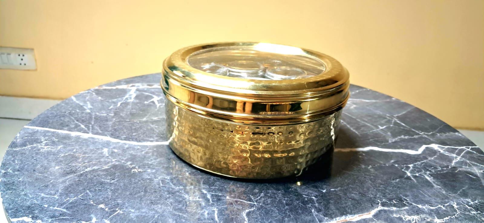 Stainless Steel Masala Dabba: 12-Compartment Indian Spice Box with Lid - KRIDHA DECOR