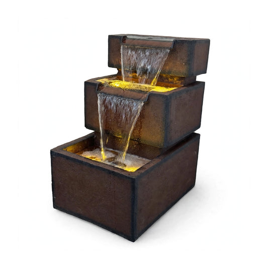 Tabletop fountain with LED lighting and pump, 52 cm, on white background