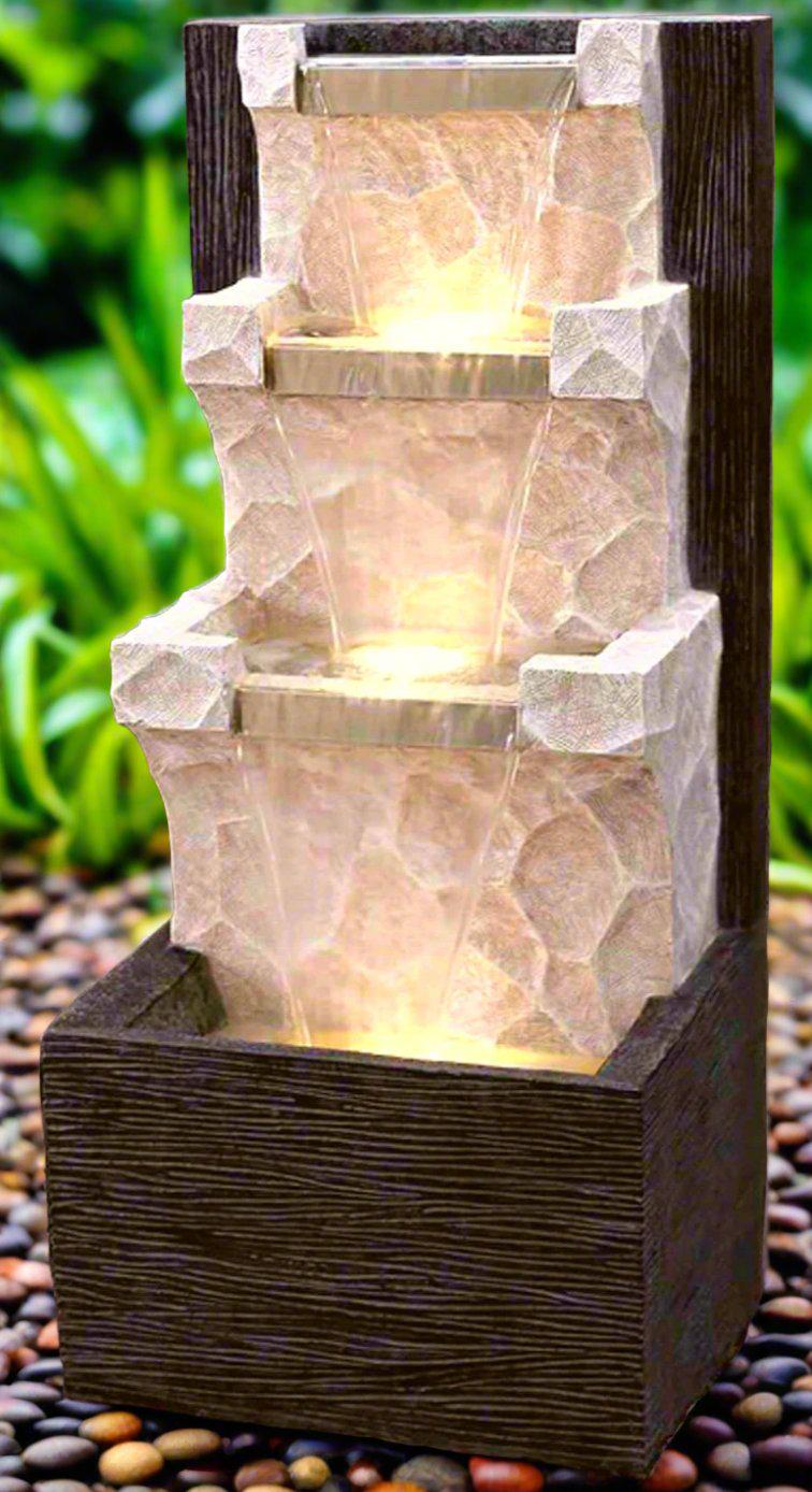 Tiered Waterfall Fountain with LED: Indoor/Outdoor Garden Patio Decor - KRIDHA DECOR