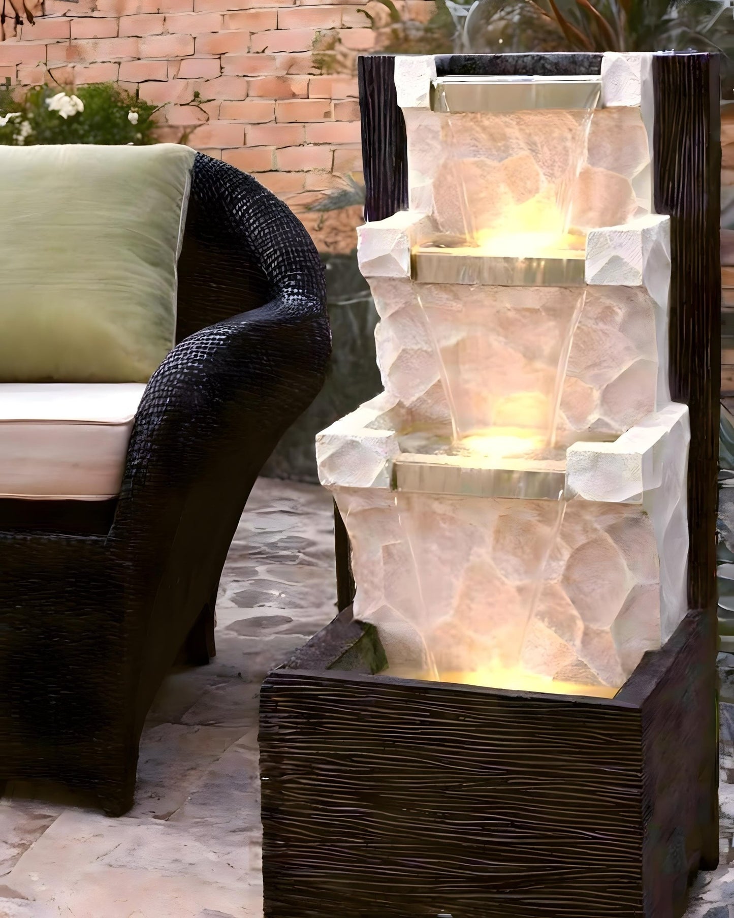 Tiered Waterfall Fountain with LED: Indoor/Outdoor Garden Patio Decor - KRIDHA DECOR