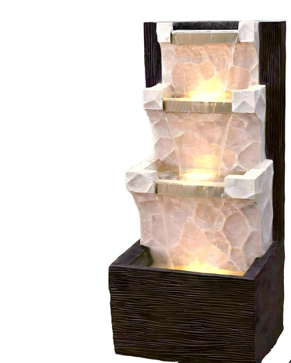 Tiered Waterfall Fountain with LED: Indoor/Outdoor Garden Patio Decor - KRIDHA DECOR