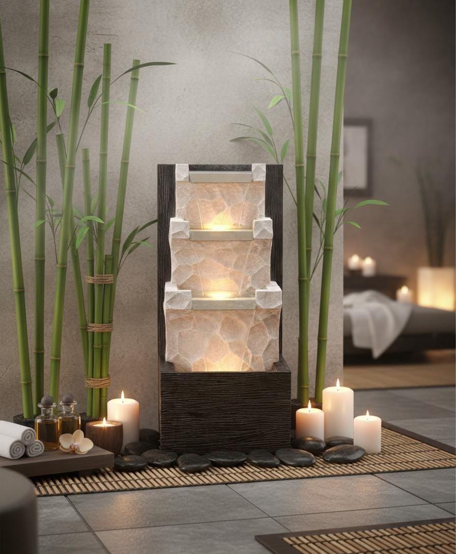 Tiered Waterfall Fountain with LED: Indoor/Outdoor Garden Patio Decor - KRIDHA DECOR
