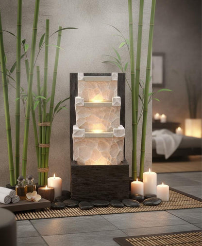 Tiered Waterfall Fountain with LED: Indoor/Outdoor Garden Patio Decor - KRIDHA DECOR
