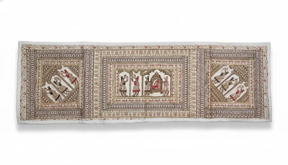 Vintage Gujarati Embroidered Wall Tapestry, Hand-Embroidered Mirror Work Ethnic Decor - KRIDHA DECOR
