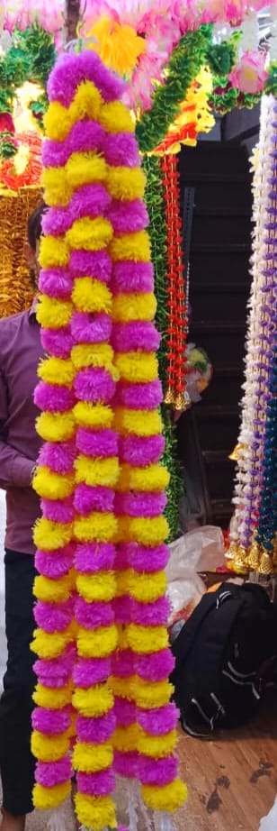 Wedding Party Artificial Marigold Flower Garland Strings Christmas Temple Diwali Festival Decor Navratri - House Warming Wedding Decor - Door valance Pooja Backdrop (Copy) - KRIDHA DECOR