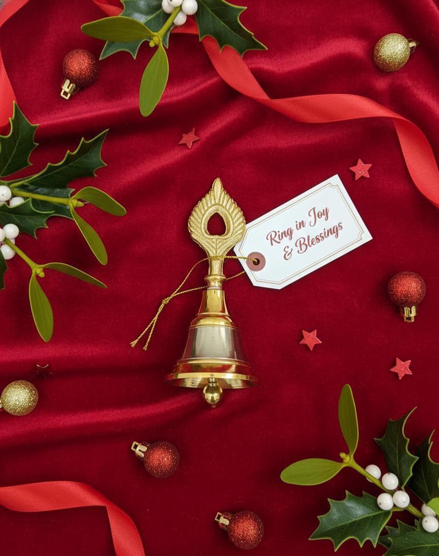 Wholesale Brass Temple Bell: Indian Pooja Mandir Door Hanging, Christmas Jingle Ornament - KRIDHA DECOR