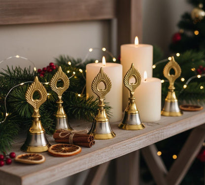 Wholesale Brass Temple Bell: Indian Pooja Mandir Door Hanging, Christmas Jingle Ornament - KRIDHA DECOR