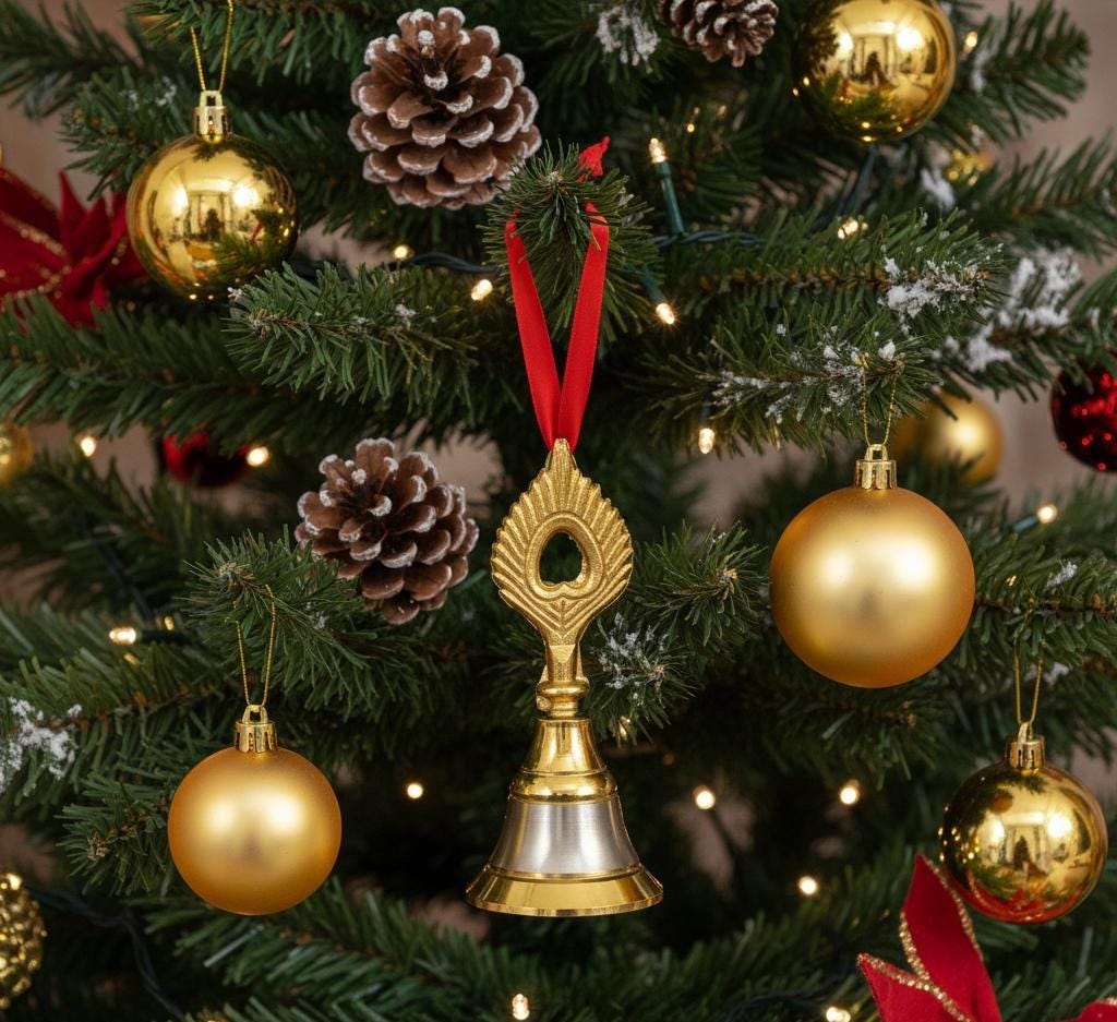 Wholesale Brass Temple Bell: Indian Pooja Mandir Door Hanging, Christmas Jingle Ornament - KRIDHA DECOR