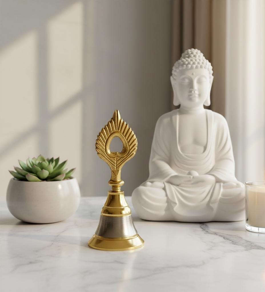 Wholesale Brass Temple Bell: Indian Pooja Mandir Door Hanging, Christmas Jingle Ornament - KRIDHA DECOR