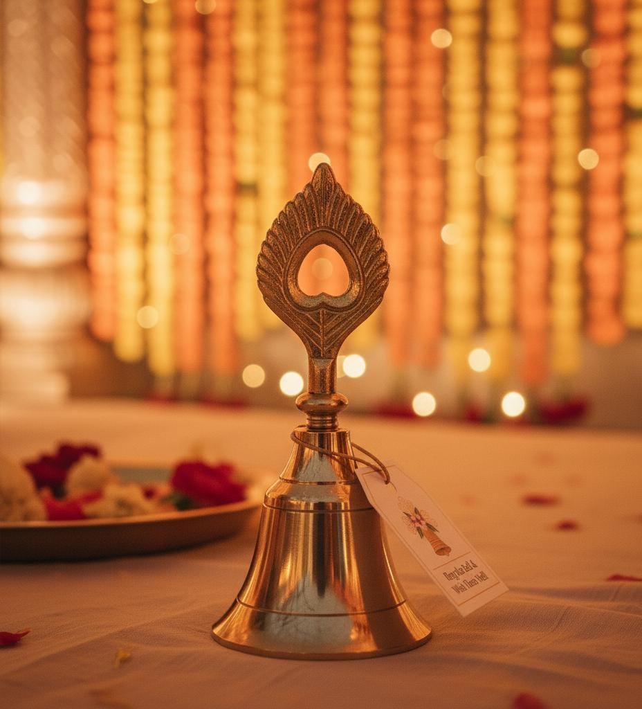 Wholesale Brass Temple Bell: Indian Pooja Mandir Door Hanging, Christmas Jingle Ornament - KRIDHA DECOR