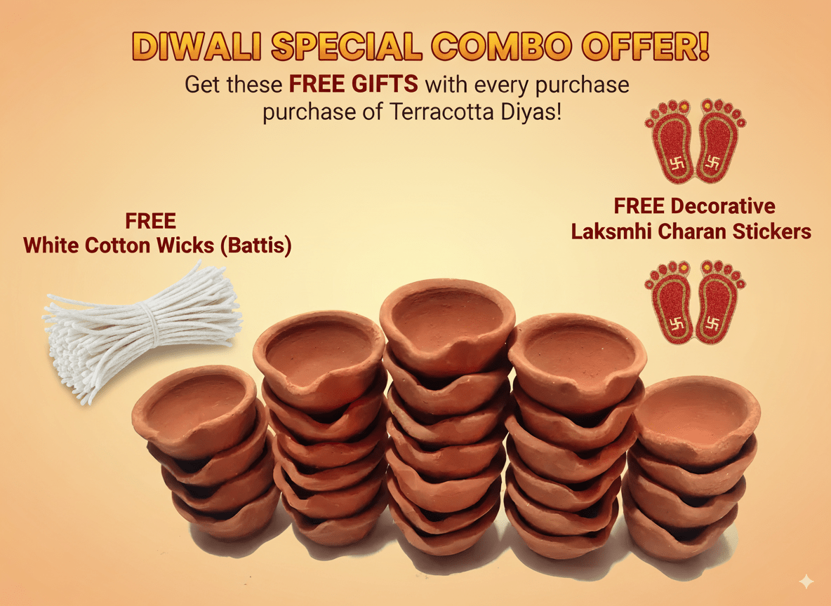 Wholesale Natural Clay Diwali Diyas | Mitti Ka Diya | Diwali (Free Baattis / Laxmi Charan) - KRIDHA DECOR